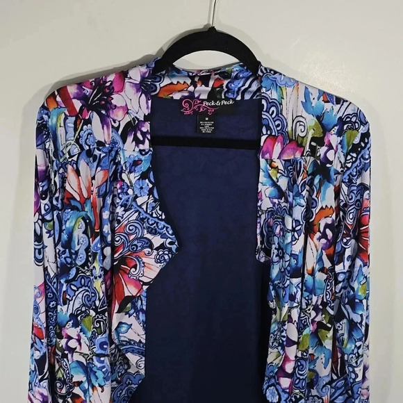 {Peck & Peck} Women's Paisley Print Open Cardigan Jacket - Size Medium - Picture 5 of 11